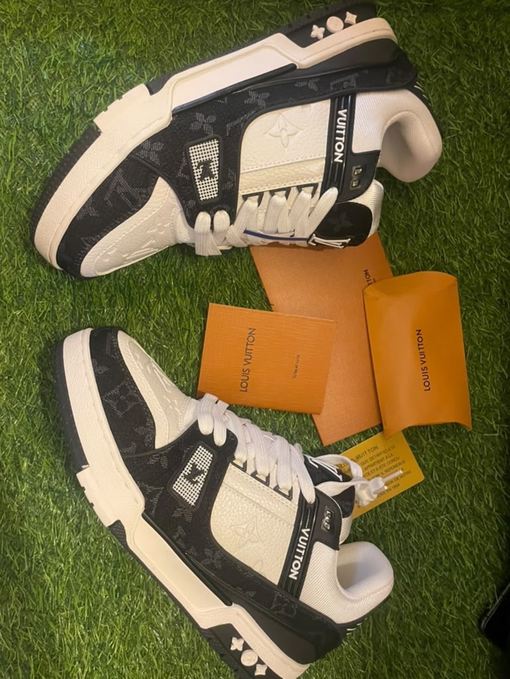 Men’s Black and White Monogram Low-Top Sneakers